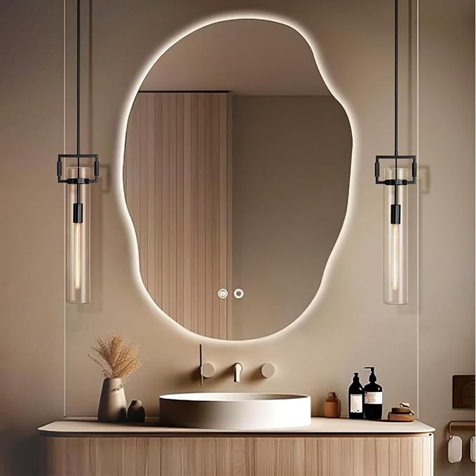 Modern Large Black Pendant Light Fixture Set of 3-21.6 Inch Adjustable Hanging Chandelier with Glass Shade & Brass Finish, Large Farmhouse Island Lighting for Kitchen, Dining Room, Bathroom