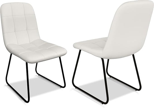 Dining Chairs Set of 2, Modern Kitchen Faux Leather Dining Room Chairs for Kitchen Living Dining Room (2 White)