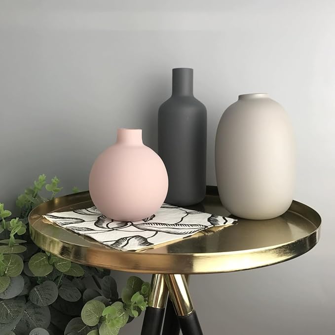 Ceramic Flowers Vase Set of 3, Modern Decorative Flower Vase for Rustic Home Decor, Modern Farmhouse Decor, Living Room Decor, Shelf Decor, and Entryway Décor