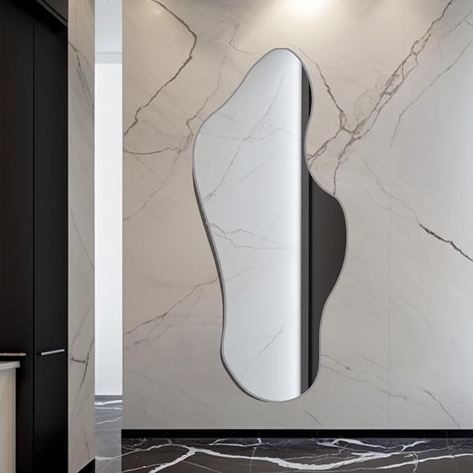 Irregular Wall Mirror, Asymmetrical Wall Mounted Mirror 19.6 x 47 Inch, Large Decorative Shaped Mirror for Living Room, Bedroom, Entryway, Cloud Shape