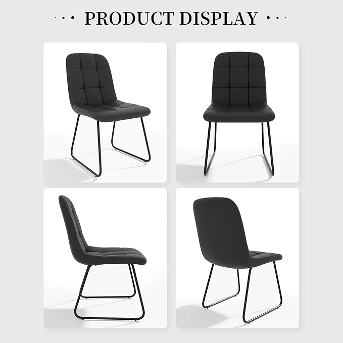 Dining Chairs Set of 4, Modern Kitchen Faux Leather Dining Room Chair for Kitchen Living Dining Room (4 Black)