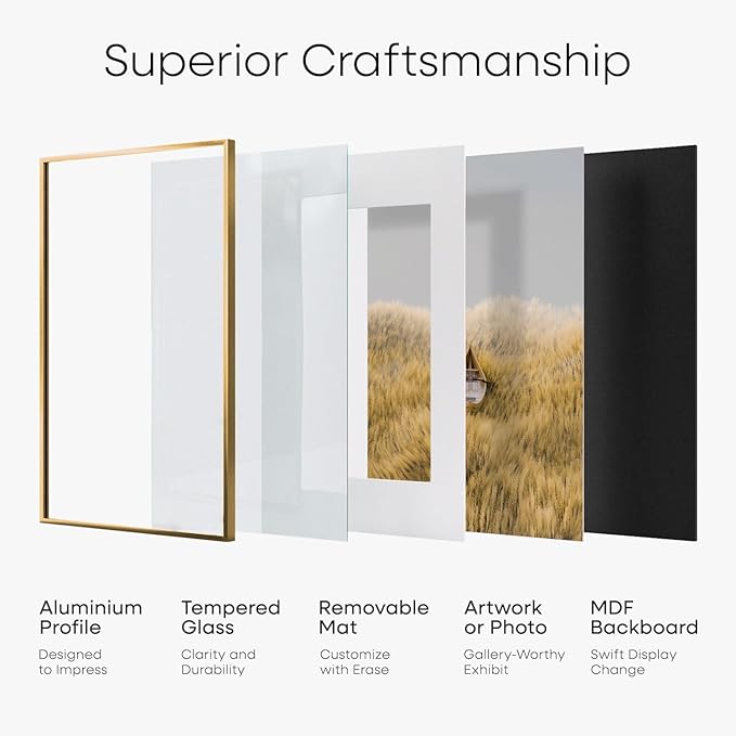 Homeforia 8x8 Picture Frames Bronze, High End Metal 8 x 8 Square Photo Frame with Mat 6 by 6, 8x8 Brass Frame Matted to 6x6 inch Print, 8by8 Wall or Tabletop Frames, Tempered Glass, Wall Kit, Set of 2