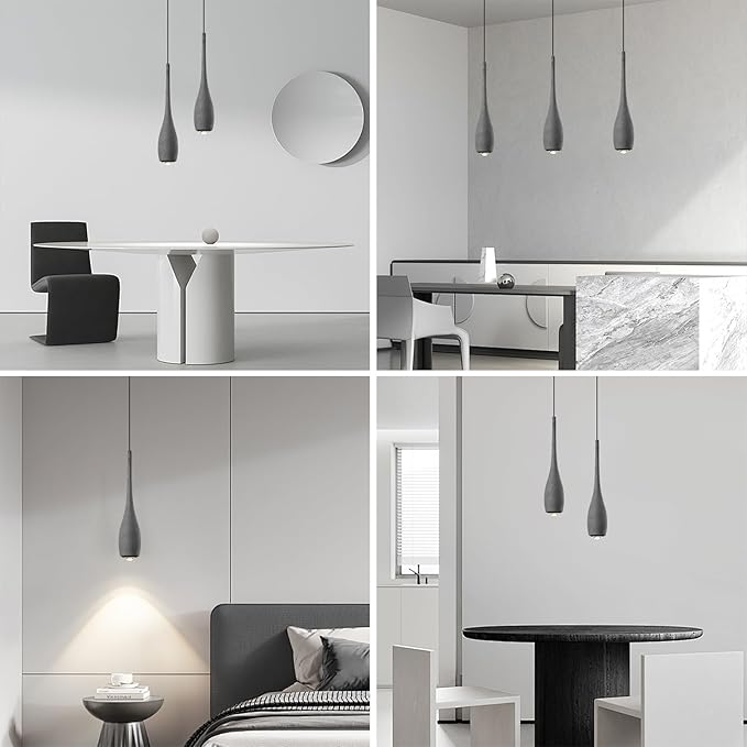 Black Pendant Light for Kitchen Island, LED Lens Concrete Pendant Light fixtures, Small Modern Industrial Hanging Pendant Light for Over Sink, Bar, Dining Room, Bedside(1-Pack)