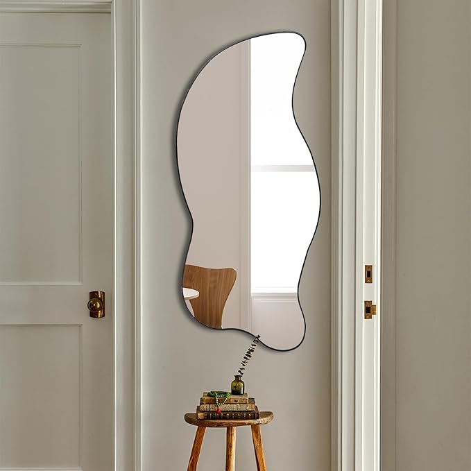 Irregular Wall Mirror, Asymmetrical Mirror, 47.24"x21.6" Modern Weird Shaped Mirrors for Living Room Bathroom Bedroom Entryway Fireplace