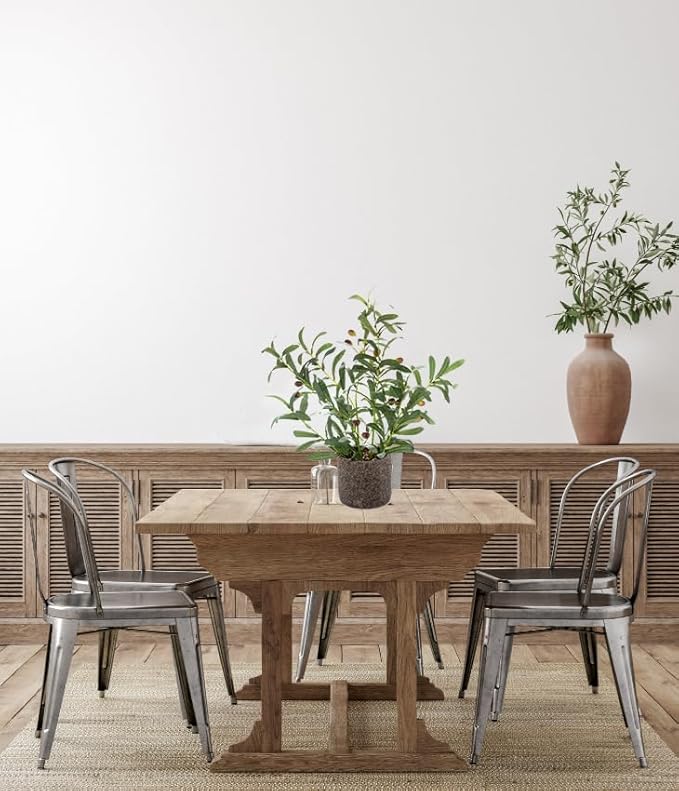 AlphaAcc 18 Inch Artificial Olive Branches Real Looking Potted Plant Fake Olive Tree with Lifelike Leaves and Fruits in Rustic Black Cement Planter Faux Greenery Plant for Indoor Outdoor Decor