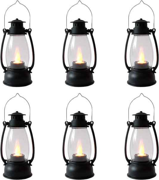 Mini Lanterns 6-Pcs LED Small Lanterns Decorative Indoor Outdoor Hanging Lantern Decorative Candle Lanterns Farmhouse Decor for Weddings Western Camping Party Halloween Christmas Decorations