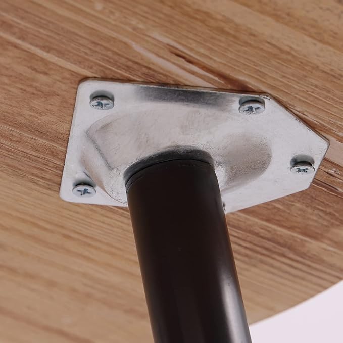 Tiita Round End Table Mental Side Table Nightstand/Small Wood Tables Accent Coffee Table with Wooden Tray for Living Room Bedroom Office Small Space