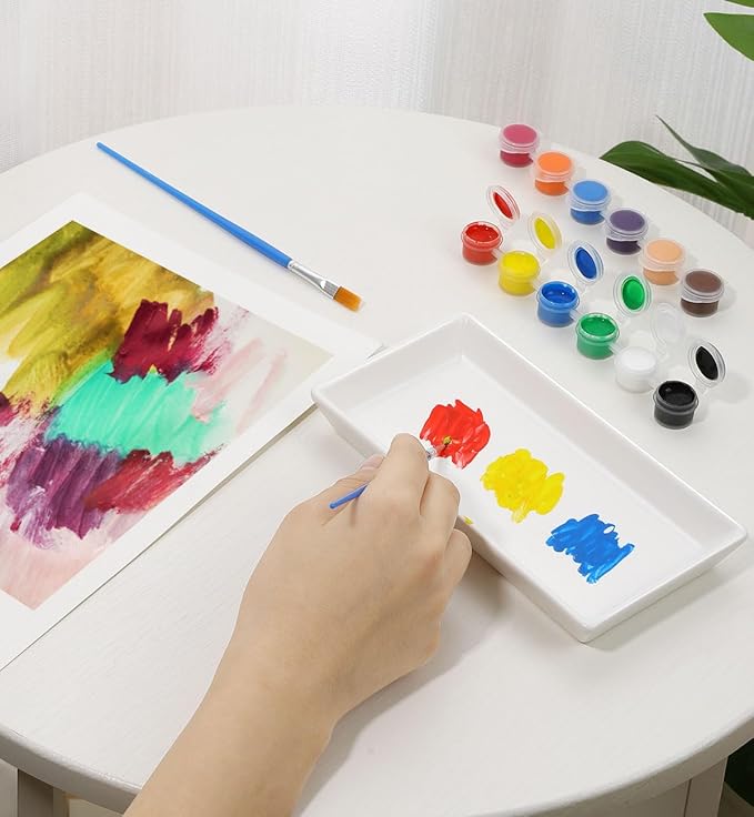 Jewelry Tray, Small Rectangle Ceramic Vanity Tray Jewelry Dish, Trinket Perfume Tray for Cosmetics, Rings, Bathroom Kitchen Soap, White