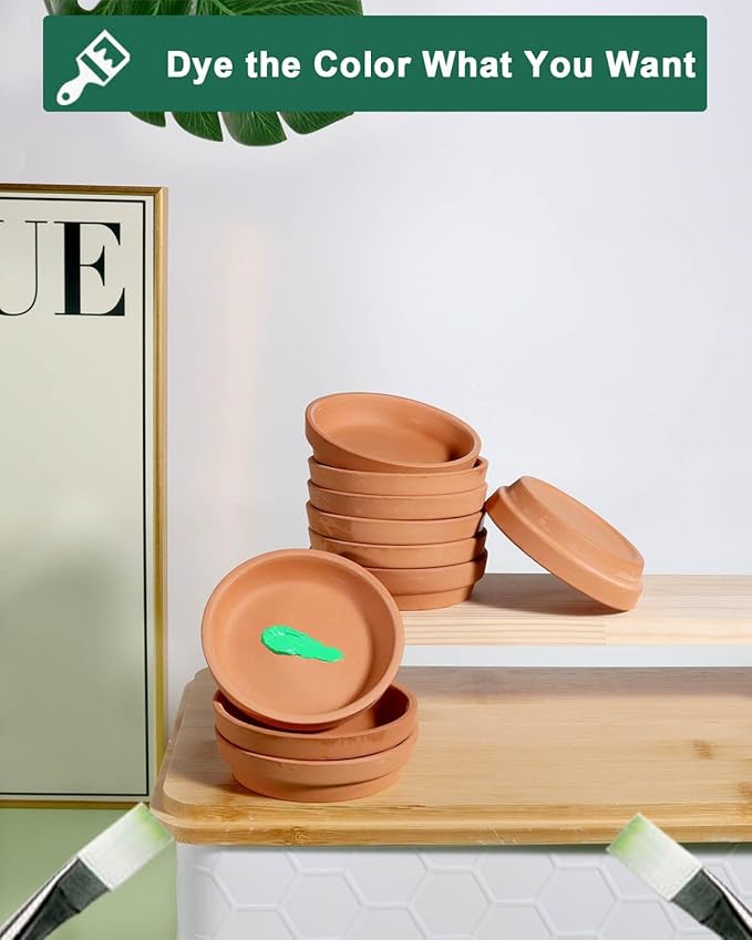 vensovo 3 Inch Terracotta Plant Saucer Pots Tray - 32 pcs Mini Planter Saucers for Indoor & Outdoor Plants, Small Clay Trays Perfect for 2 Inch 2.5Inch Flower Pot