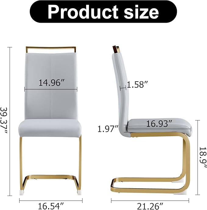 7 Piece Glass Dining Table Set, 79" Modern Dining Table Set for 6, 0.5" Thick Tempered Glass Tabletop with Gold Chrome Metal Legs and Black Crossbar, 6 PU Chairs for Dining Room, Kitchen