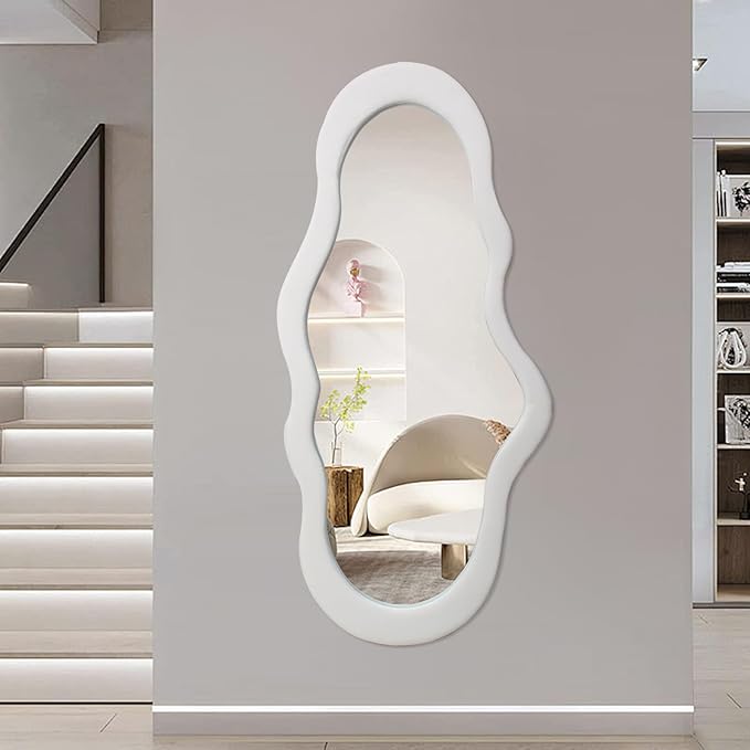 BST FURNH Small Cloud Mirror Unique 44X21 Inch Full Length Wall Mounted Mirror Tall Mirror Full Body Floor Length Mirror Dressing Body Mirror Frameless Mirror for Bedroom Bathroom Living Room