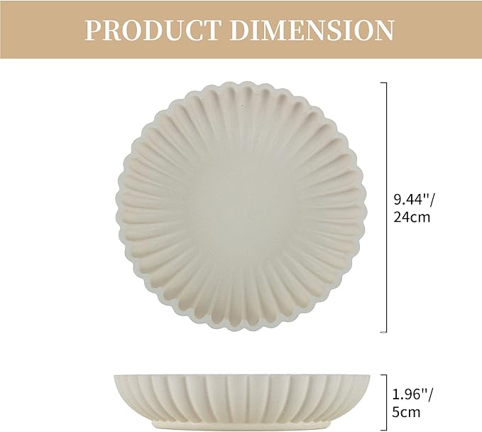 Hanobe Decorative Bowl Home Decor: Large Centerpiece Bowls for Living Room Coffee Table Resin Scalloped Ruffle Key Tray for Entryway Console Accent Display Fruit for Dinning Table Kitchen Counter