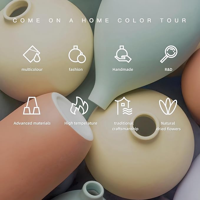 Small Ceramic Vase Set 3, Modern Matte Decorative Vases for Home Decor, Living Room, Bedroom & Office Tabletop Classical, Creative Shelf, Table, Bookshelf, Entryway, Coffee Table Decor