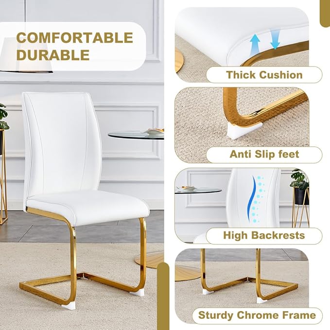 71'' Glass Dining Table Set for 8,9 Piece Dining Table Set with Open‑Frame X‑Shaped Golden Metal Base,Gold Kitchen Table and Chairs Ideal for Dining Room&Home Office