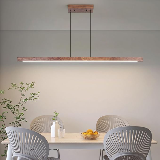 Linear Pendant Light, Modern Chandeliers for Dining Room, Dimmable Pool Table Island Lights for Kitchen, LED Ceiling Pendant Lamp for Dining Room Billiard Room, Adjustable Height,47in