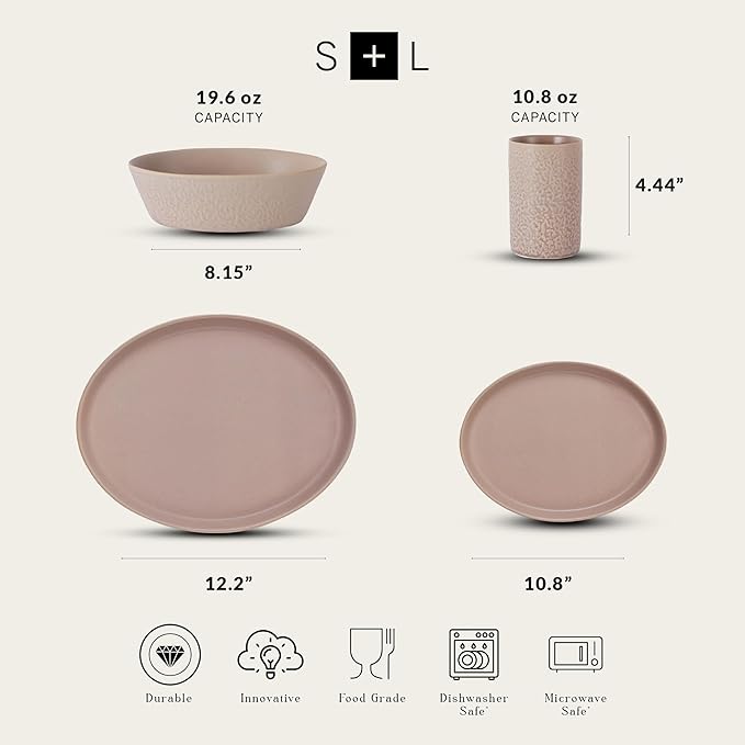 Stone by Mercer Project KATACHI Stoneware 32-Piece Dinnerware Set, Nude