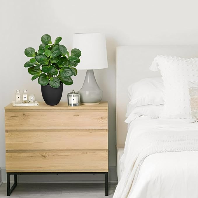 14.5" Artificial Plants Indoor Home Decor, Fake Potted Silk Plants for Shelves Living Room Decor, Small Artificial Office Desk Plants in Pots, Faux Peperomia Hope Tropical House Plant, Sets of 2