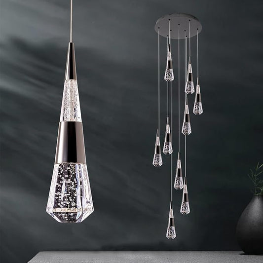 Led Chandelier,9 Light Black Modern Chandelier for High Ceiling Luxury Modern Pendant Light Fixture, Black Modern Led Chandelier for Foyer Dimmable with Remote