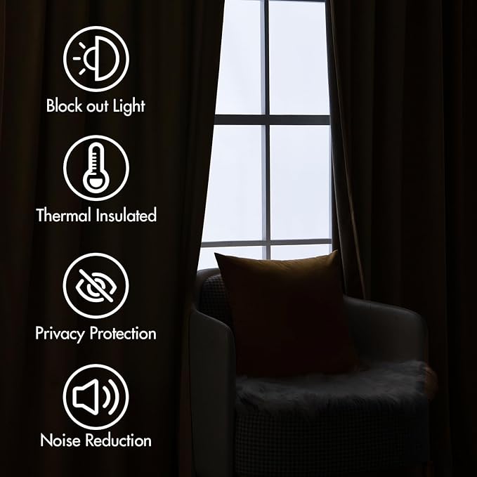 MIULEE Velvet Curtains 108 inches - Luxury Blackout Curtains for Bedroom Living Room Thermal Insulated Super Soft Window Drapes Rod Pocket & Back Tab, Gold Brown, W52 x L108 inches, 2 Panels