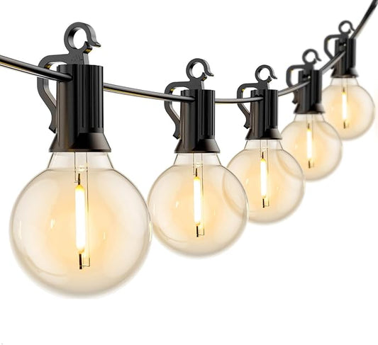 Outdoor String Lights Hanging Globe Patio Lights with 50 G40 Shatterproof Bulbs(2 Spare), IP44 Waterproof Connectable Commercial 50 Hanging Light for Indoor Outdoor Decor