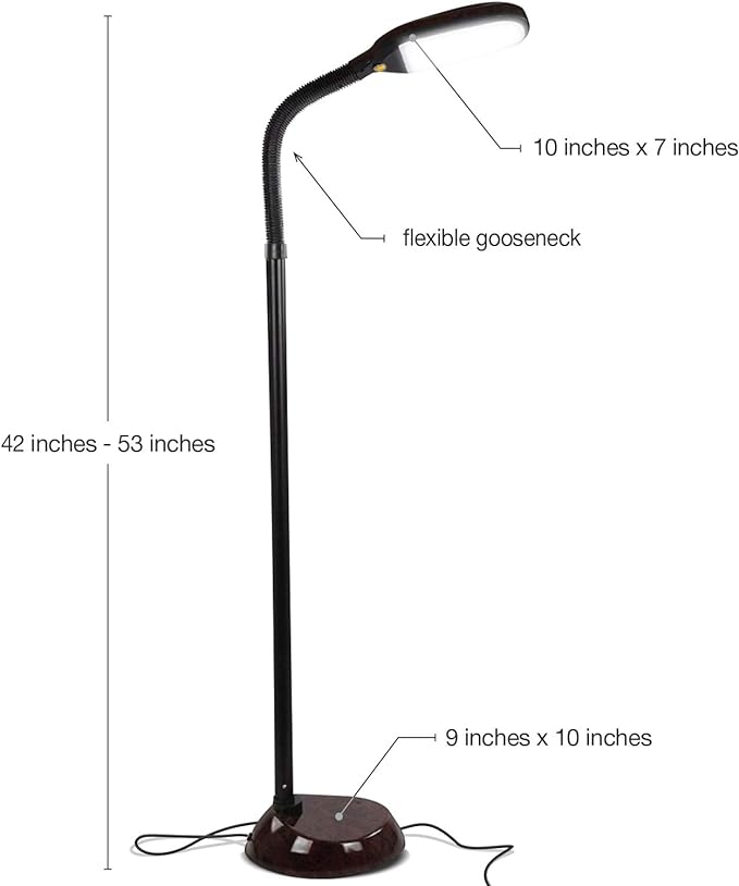Brightech Litespan - Bright LED Floor Reading Lamp for Over Chair Crafts and Reading, Estheticians' Light for Lash Extensions, Adjustable Standing Lamp for Living Room, Bedroom, Office - Havana Brown