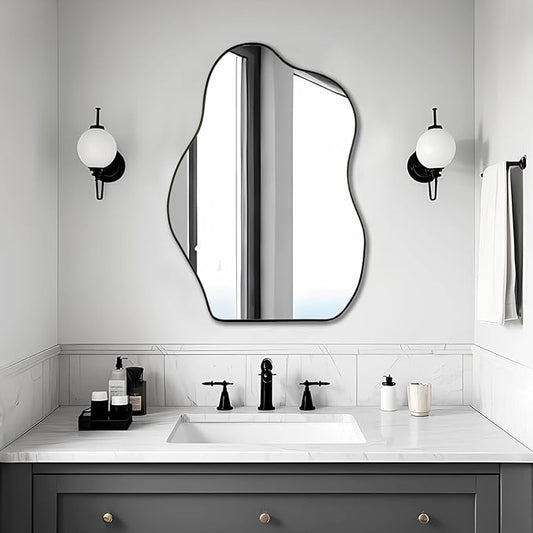 BOMINICA Irregular Wall Mirror - Asymmetrical Frameless Mirror for Bathroom, Living Room, Entryway, Bedroom - 20" x 28"