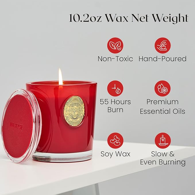 M&SENSE Natural Soy Candle| Cherry Tomatoes Red | 10.2 oz, 55H Burn | Luxury Scented Candle for Relaxation, Gifting, Home Décor | for Bedroom, Office, Party