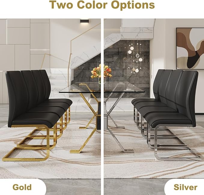 71'' Glass Dining Table Set for 8,9 Piece Dining Table Set with Tempered Glass Tabletop and Open‑Frame X‑Shaped Metal Base,Kitchen Table and Chairs Ideal for Dining Room&Home Office
