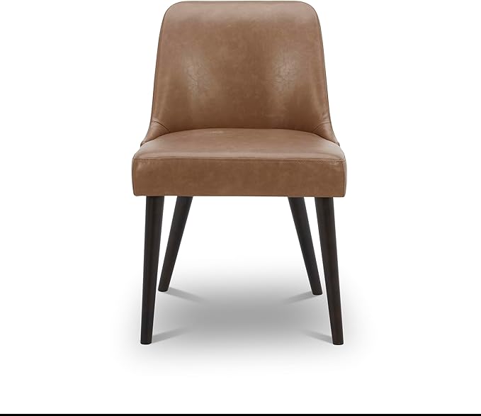 CHITA Mid-Century Modern Dining Chair, Upholstered Fabric Accent Chairs, Set of 2, Retro Brown in PU Leather