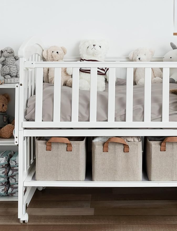 StorageWorks Storage Bins, Fabric Storage Bins for Shelves, Storage Baskets with Metal Frame, Closet Baskets and Bins with Handles, Brown and Beige, 2-Pack