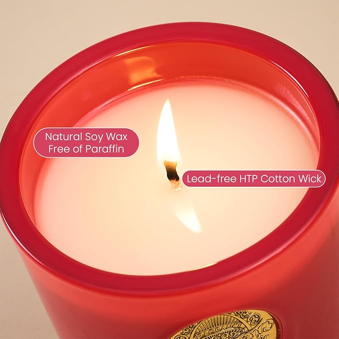 M&SENSE Natural Soy Candle| Rose Lychee &Pink | 10.2 oz, 55H Burn | Luxury Scented Candle for Relaxation, Gifting, Home Décor | for Bedroom, Office, Party