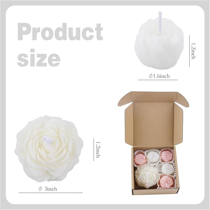 6pc Baby Shower Candle Favors for Guest DIY Floating Candles Party Favors Bulk Scented Tealight Candles Gender Reveal Gifts Return Gifts (Flower-p+w)