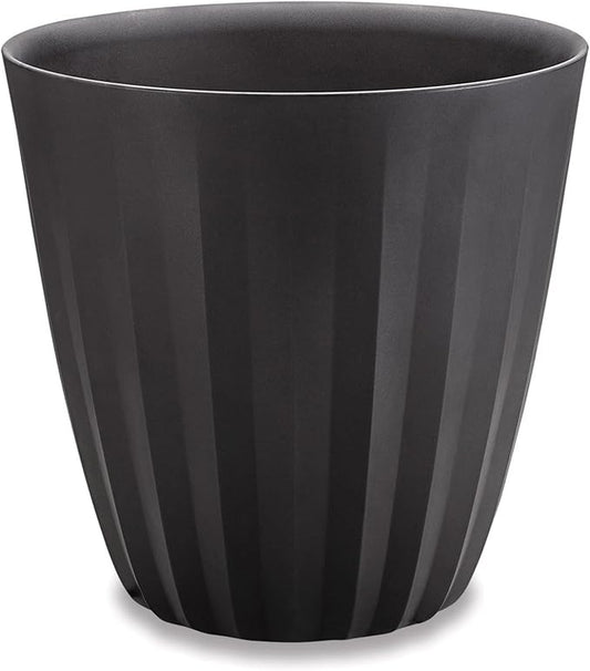 Crescent Garden Pleat Modern Decorative Planter, Indoor/Outdoor Pot, Resin Plant Pot with Drain Hole - 27" W x 27" H (Caviar Black)