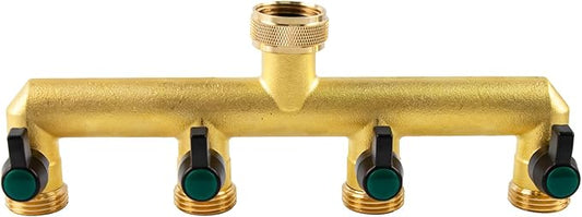 Gleiven Garden Hose Splitter, 3/4" Tap T Splitter, T-Shape Valve, 4-Way Tap Connector with Individual On/Off