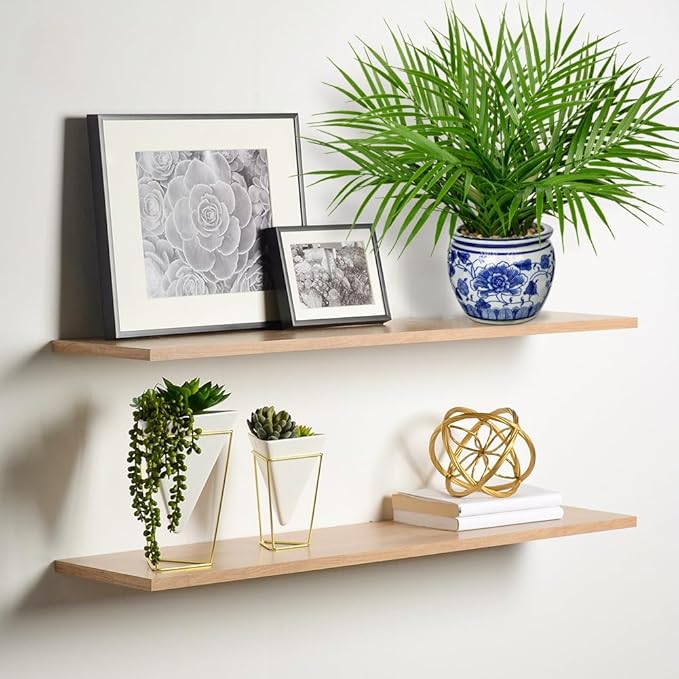 Hollyone Large Artificial Potted Plants Fake Palm Plants 16" Faux Green Plant Plastic Tropical Palm Tree in Blue and White Porcelain Ceramic Pots for Home Room Office House Indoor Decoration