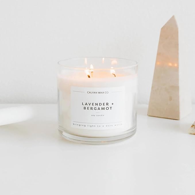 Calyan Wax Co. Everyday Scented Candle Set, Bundle of 4 Scented Candles, Bulk 3 Wick Candles, Non Toxic & Vegan Soy Wax, Candle Gift Set, 43 Hour Burn Time, 14.9oz Each