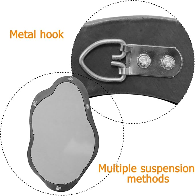 Wavy Mirror with Wood Frame, Modern Decorative Asymmetrical Mirror for Bedroom, Living Room, Entryway (Black, 41'' 28'')