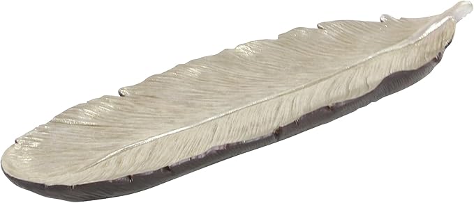 Deco 79 Polystone Bird Feather Decorative Bowl, 26" x 9" x 2", Silver
