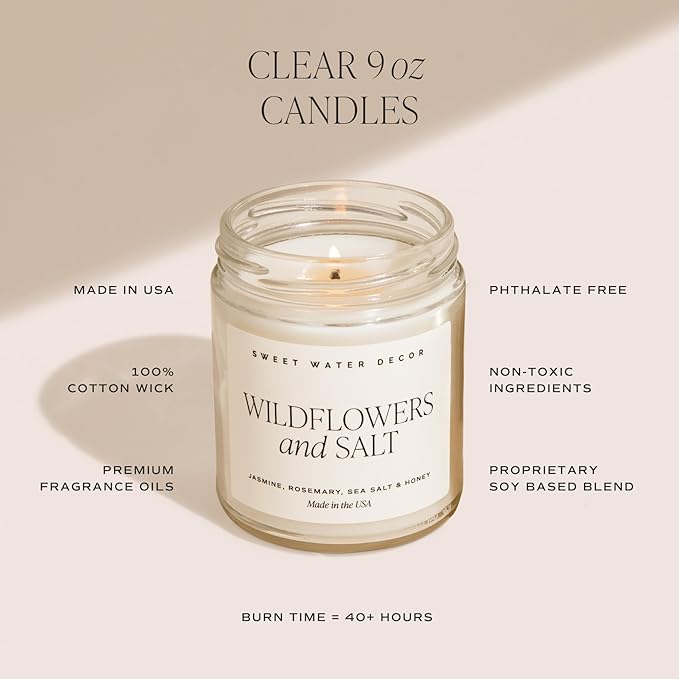 Sweet Water Decor Birthday Cake Candle - Tahitian Vanilla, Powdered Sugar, and Buttercream Scented Soy Birthday Candle for Home - 9oz Clear Jar, 40 Hour Burn Time, Made in The USA