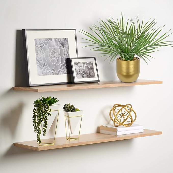 Hollyone Large Artificial Potted Plants Fake Palm Plants 13" Faux Tropical Palm Plant Tree in Gold Metal Pots for Home Room Office House Indoor Decoration