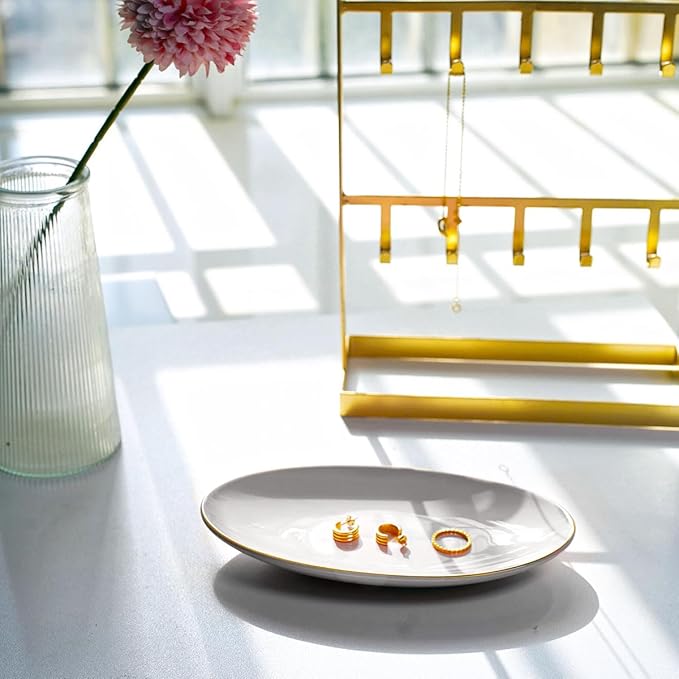 HANKOR Ceramic Key Bowl for Entryway Table, 7 x 4 Key Dish Tray Catch All Bowl, Small Decorative Bowl for Key Jewelry Ring, Gray