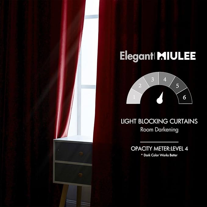 MIULEE Velvet Curtains 84 inches - Luxury Blackout Curtains for Bedroom Living Room Thermal Insulated Super Soft Window Drapes Rod Pocket & Back Tab Christmas Decor, Red, W52 x L84 inches, 2 Panels