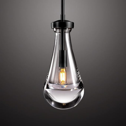 Black Pendant Light Fixtures, Glass Pendant Lights Kitchen Island, Raindrop Pendant Lighting, for Kitchen Island, Bedroom, Bathroom, Including Light Bulbs