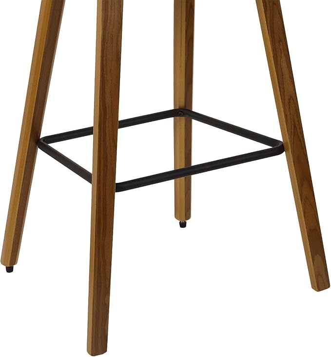 Counter Height Bar Stools, Mid Century Modern Rattan Counter Stools, 26" Wood Kitchen Stool PU Leather Upholstered Barstool with Cane Back, Counter Height Island Dining Bar Chair, Black