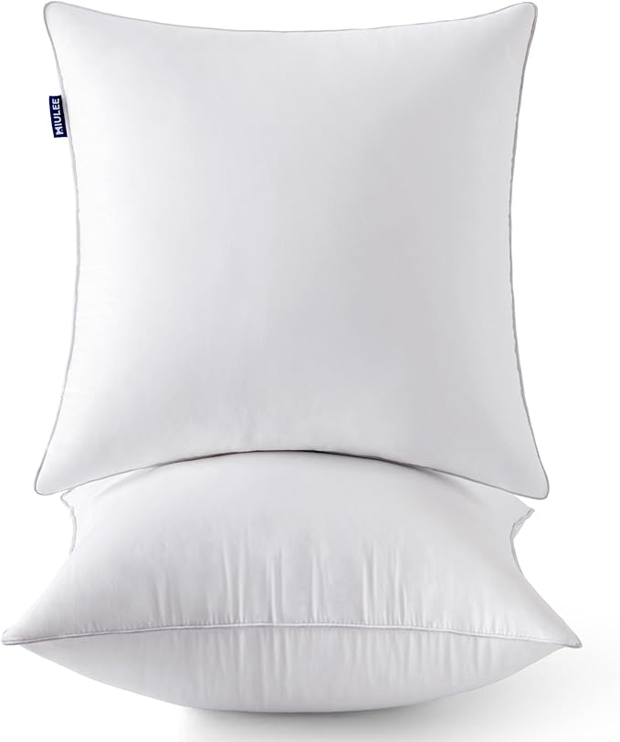 MIULEE 18 x 18 Pillow Inserts (Set of 2) -Decorative Throw Pillows for Couch Sofa with 100% Cotton Covers