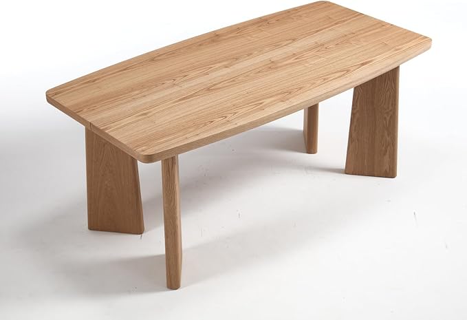 Wooden Dining Table Set of 4, Farmhouse Rectangular Dining Room Table with 4 Upholstered Beige Dining Room Chairs, Natural Frame, Modern Natural Kitchen Table and Linen Chairs Set for Home