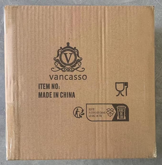 vancasso Bonita Pasta Bowls Set of 4, 32oz Shallow Bowl Plates, Dinner Bowls, Ceramic Pasta Plates, Microwave & Dishwasher Safe Serving Bowls, Bule