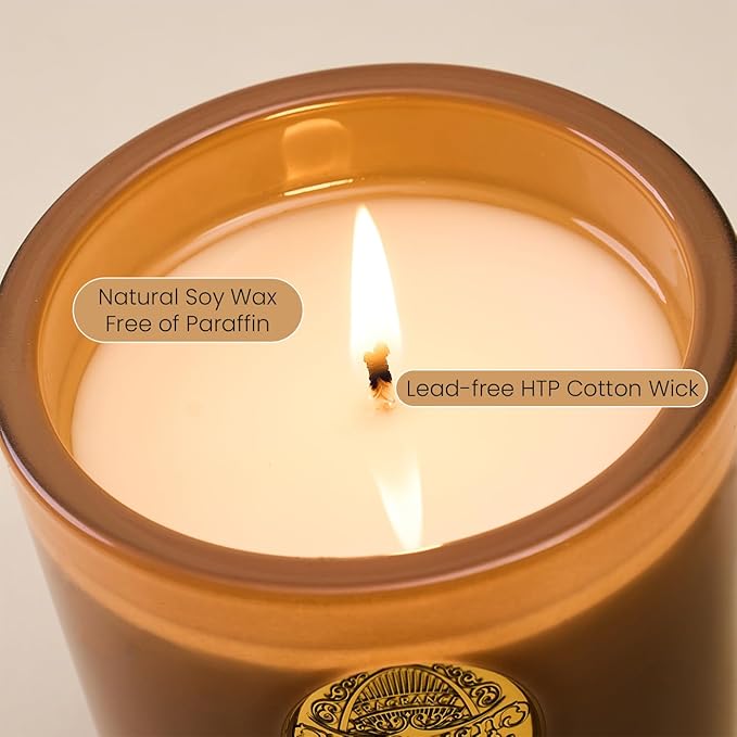 M&SENSE Natural Soy Candle| Santal Brown | 10.2 oz, 55H Burn | Luxury Scented Candle for Relaxation, Gifting, Home Décor | for Bedroom, Office, Party