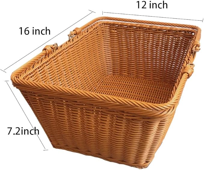 ANRUIDE 16"Poly Wicker storage Baskets,Handmade Woven Basket Harvest Basket Wicker Storage Basket for Picnic, Easter, Organizing, Gathering Vegetables(16" x 12") Brown
