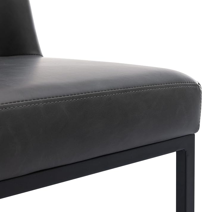 VESCASA Faux Leather Upholstered Dining Chairs with Back, Mid Century Modern Chairs with Black Metal Frame for Dining Room, Restaurant, Kitchen, Set of 6, Charcoal